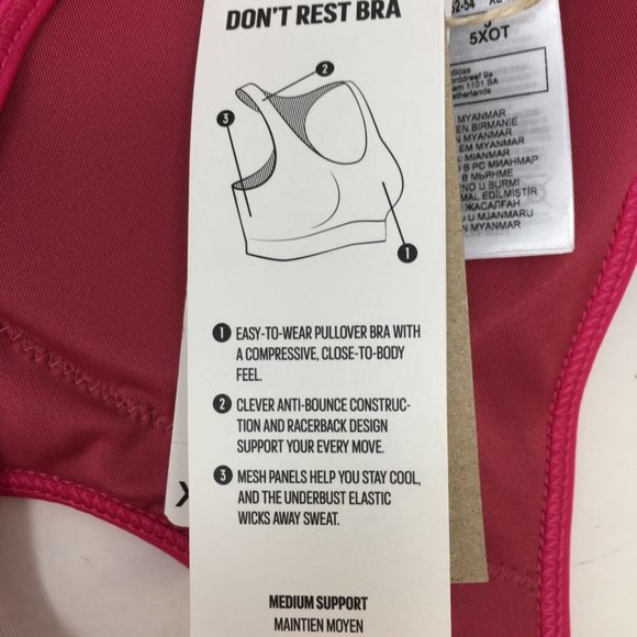Adidas Womens Don't Rest Activewear Sports Bra Pink Stretch Racerback XL New - Picture 7 of 7